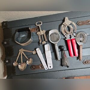 Kitchen Lot #2 Measuring Spoons Dough Blender Bottle Can Openers Mini Grtr Etc